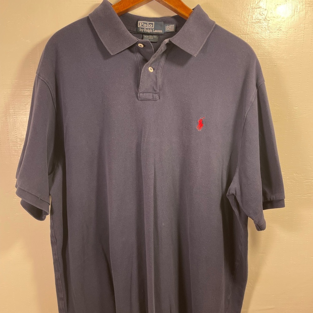 Polo Ralph Lauren XXL Long Custom Fit Polo. Navy Blue/Red Pony. Good Condition.